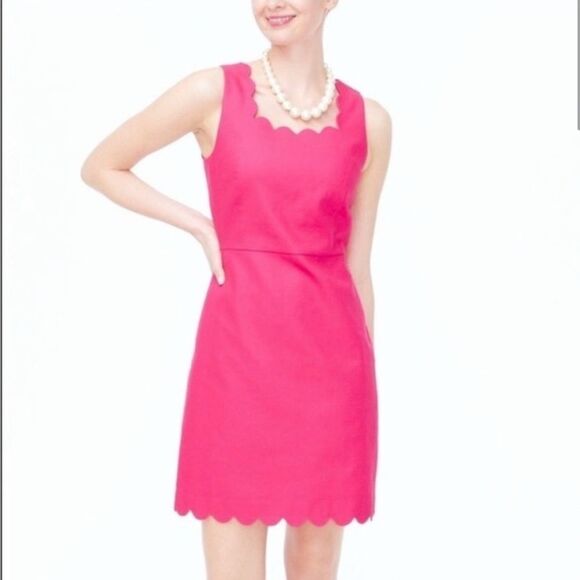 J. Crew Scalloped Basketweave Square Neck Sheath
Dress Pink Size 10 - Picture 1 of 1